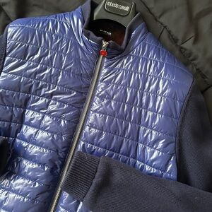 Kiton Vintage Men's Navy and Blue Bomber Jacket